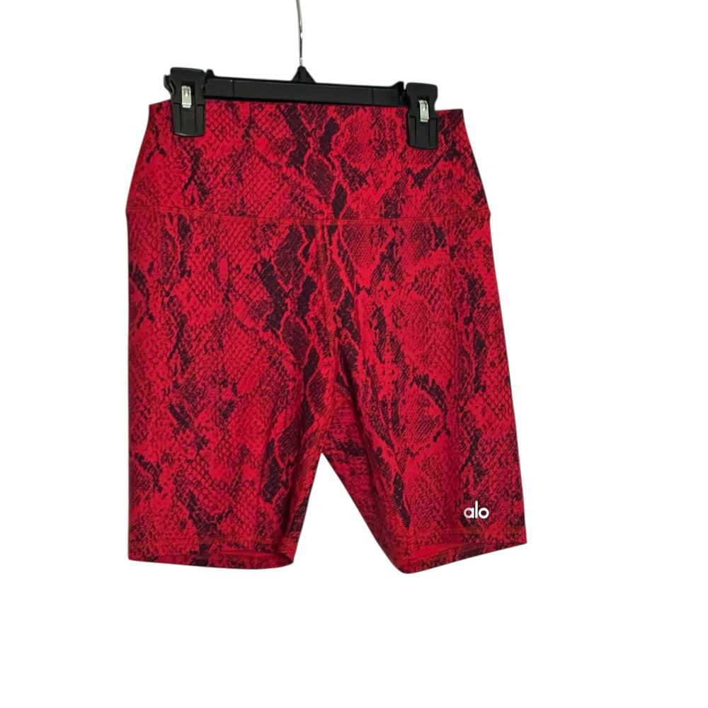 Alo Red Python Snake Print High Waist Vapor Biker… - image 5